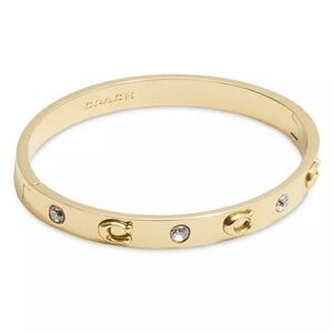 Coach Gold-tone Signature 'C' Crystal Bangle Bracelet